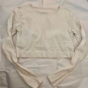 Lululemon Ebb to Street Crop Long Sleeve size 12 white opal